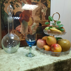 Бокал синий для вина, стекло, СССР, цена за 1 шт. (на одном бокале есть скол). Картинка 3